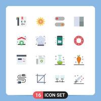16 símbolos universales de signos de color plano de la herramienta hogar éxito cuadrícula de la casa paquete editable de elementos de diseño de vectores creativos