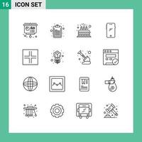 Stock Vector Icon Pack of 16 Line Signs and Symbols for iphone mobile party smart phone kid Editable Vector Design Elements