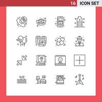 16 Universal Outline Signs Symbols of dad safe commerce power energy Editable Vector Design Elements