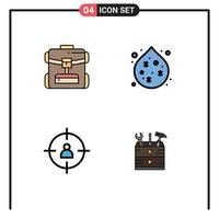 conjunto de 4 iconos de interfaz de usuario modernos signos de símbolos para la gestión de bolsas herramienta de agua del hotel elementos de diseño vectorial editables vector