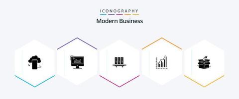 Modern Business 25 Glyph icon pack including database. archive. analytics. files. marketing vector
