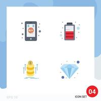 Universal Icon Symbols Group of 4 Modern Flat Icons of click mobile transfer mobile shop power diamond Editable Vector Design Elements