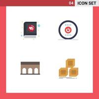 Group of 4 Modern Flat Icons Set for book architecture valentine energy historic Editable Vector Design Elements