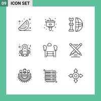 Stock Vector Icon Pack of 9 Line Signs and Symbols for bench women celebrate global female day Editable Vector Design Elements