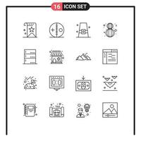 Set of 16 Commercial Outlines pack for lovely eight march puncture hat cap Editable Vector Design Elements