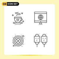 Group of 4 Modern Filledline Flat Colors Set for coffee patrick fathers day learning corn Editable Vector Design Elements