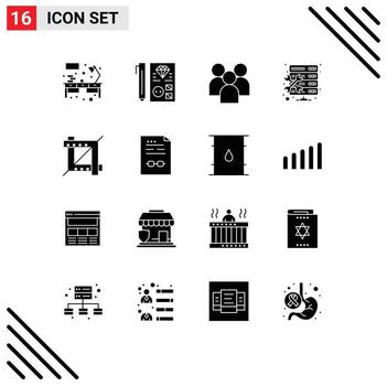 Universal Icon Symbols Group of 16 Modern Solid Glyphs of setting hosting programming admin organization Editable Vector Design Elements
