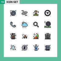 16 Flat Color Filled Line concept for Websites Mobile and Apps telephone contact male call mouse Editable Creative Vector Design Elements