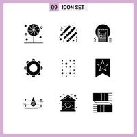 Group of 9 Solid Glyphs Signs and Symbols for navigation interface document basic web Editable Vector Design Elements