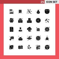 25 Universal Solid Glyphs Set for Web and Mobile Applications shape geometry money development music Editable Vector Design Elements