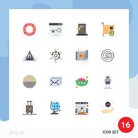 conjunto de 16 iconos de interfaz de usuario modernos signos de símbolos para equipos de emergencia conectados a hardware salir paquete editable de elementos de diseño de vectores creativos