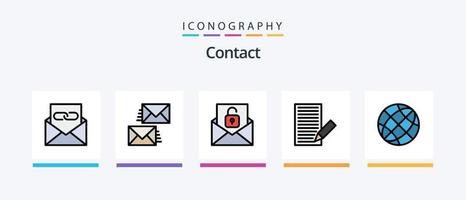 la línea de contacto llenó el paquete de 5 íconos que incluye el mensaje. computadora. Email. comunicación. sobre. diseño de iconos creativos vector