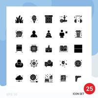 25 Universal Solid Glyphs Set for Web and Mobile Applications support headset business man arrow Editable Vector Design Elements