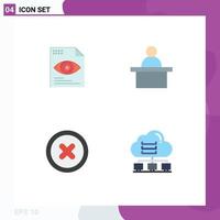 Group of 4 Flat Icons Signs and Symbols for file ui computing teacher computer Editable Vector Design Elements