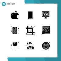 9 Thematic Vector Solid Glyphs and Editable Symbols of design coding computer speaker hardware Editable Vector Design Elements
