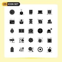 25 Thematic Vector Solid Glyphs and Editable Symbols of framework macbook quran laptop star Editable Vector Design Elements