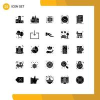 25 User Interface Solid Glyph Pack of modern Signs and Symbols of home watch product time micro Editable Vector Design Elements