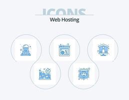 diseño de iconos de paquete de iconos azules de alojamiento web 5. . Página de inicio. técnico. página de inicio ajustes vector