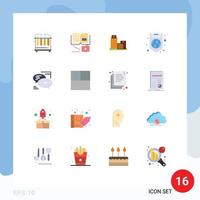 Mobile Interface Flat Color Set of 16 Pictograms of communication shield estate protection global Editable Pack of Creative Vector Design Elements
