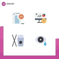 Modern Set of 4 Flat Icons Pictograph of remove chinese office graph drops Editable Vector Design Elements