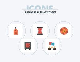 paquete de iconos planos de negocios e inversiones 5 diseño de iconos. . dólar. etiqueta. divisa. reloj vector