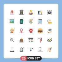 Universal Icon Symbols Group of 25 Modern Flat Colors of data bulb power man labour Editable Vector Design Elements