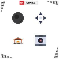 conjunto de 4 paquetes de iconos planos comerciales para el control de contorno, movimiento, construcción, juego, elementos de diseño vectorial editables vector