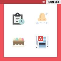 Set of 4 Vector Flat Icons on Grid for deadline easter air nose make a website Editable Vector Design Elements