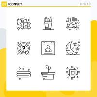 Universal Icon Symbols Group of 9 Modern Outlines of support mark supply ask mouse Editable Vector Design Elements