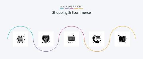 Shopping And Ecommerce Glyph 5 Icon Pack Including package. shop. barcode. checkout. cart vector