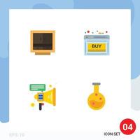 Group of 4 Modern Flat Icons Set for cabinet online files storage web Editable Vector Design Elements