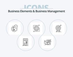 Business Elements And Business Managment Line Icon Pack 5 Icon Design. smart. management. success. knowledge. look vector