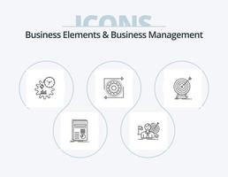 elementos de negocio y diseño de iconos del paquete de iconos de línea de gestión de negocios 5. inteligente. administración. éxito. conocimiento. Mira vector