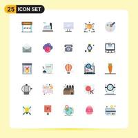 Modern Set of 25 Flat Colors and symbols such as education box monitor puzzle cube Editable Vector Design Elements