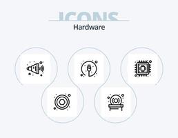 paquete de iconos de línea de hardware 5 diseño de iconos. . tornillo. enchufe. hexaedro. televisión vector