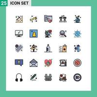 Set of 25 Modern UI Icons Symbols Signs for earth present right jewel surveillance Editable Vector Design Elements