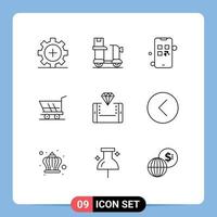 9 Creative Icons Modern Signs and Symbols of buy trolley logistic cart money Editable Vector Design Elements