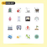 16 Universal Flat Colors Set for Web and Mobile Applications chicken commerce music cart spoon Editable Pack of Creative Vector Design Elements