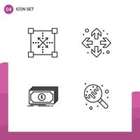 4 Thematic Vector Filledline Flat Colors and Editable Symbols of coding dollar programing full screen funds Editable Vector Design Elements