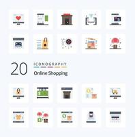 20 OnFlat Color Shopping Flat Color icon Pack like advertising money shopping market cash vector