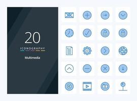 20 Multimedia Blue Color icon for presentation vector