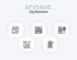 City Elements Line Icon Pack 5 Icon Design. fuel. shop. ad. market store. living area vector
