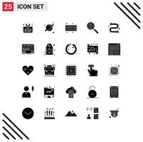 Mobile Interface Solid Glyph Set of 25 Pictograms of audio repeat food arrows search Editable Vector Design Elements