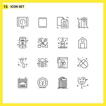 grupo de 16 esquemas modernos establecidos para la reserva de taxis en línea ubicación línea de tiempo mapa documento elementos de diseño vectorial editables vector