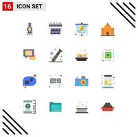 16 Thematic Vector Flat Colors and Editable Symbols of chat office time user money Editable Pack of Creative Vector Design Elements