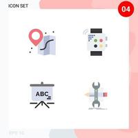 Pictogram Set of 4 Simple Flat Icons of beach education smart hand build Editable Vector Design Elements