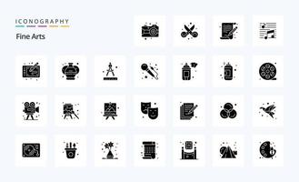 25 Fine Arts Solid Glyph icon pack vector