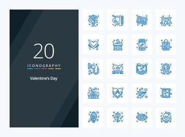 20 Valentines Day Blue Color icon for presentation vector