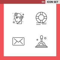 4 Creative Icons Modern Signs and Symbols of brain ring idea help mail Editable Vector Design Elements