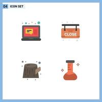 Set of 4 Commercial Flat Icons pack for email waste message close flask Editable Vector Design Elements